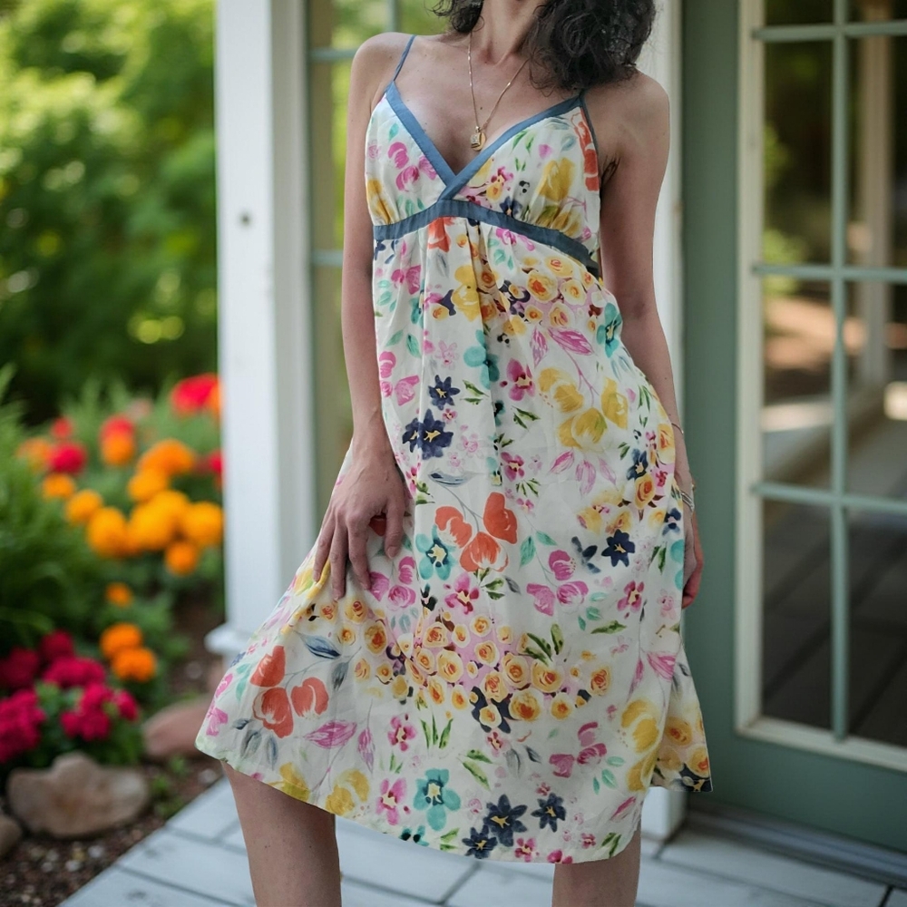 NWOT JOHNNY WAS Silk Sun Flower Dress